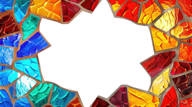 Stained glass mosaic frame, border transparent inside