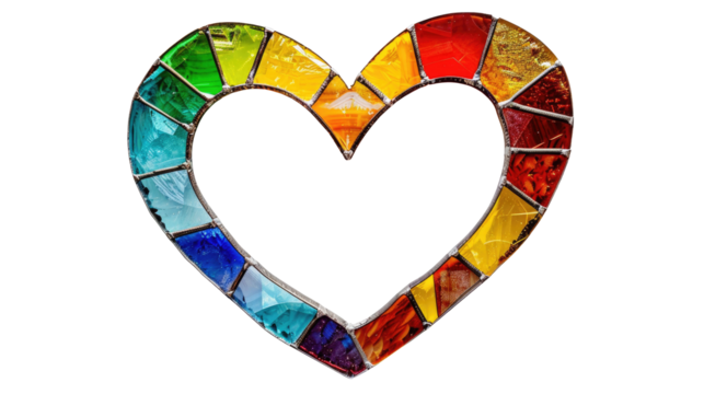 Stained glass mosaic heart transparent inside
