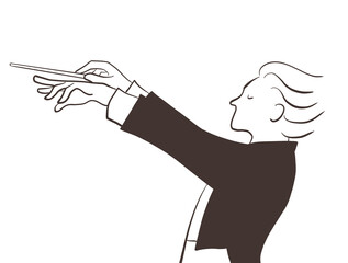 指揮者のモノクロのイラスト