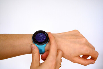 Sports watches or a smart watch for running or a tracker on a hand isolated