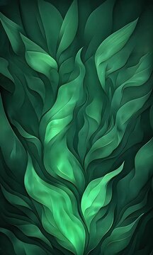 Intricate green leaf patterns flowing gracefully in a textured design