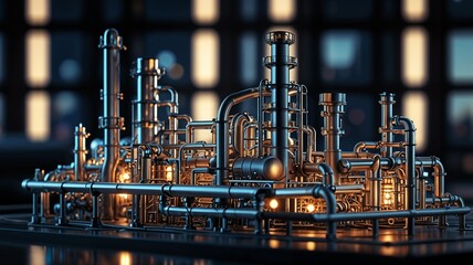 A miniature factory captured an close up view, generative AI 