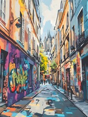 Fototapeta premium Urban graffiti wall under the sunshine