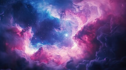 Orion Nebula, with its swirling clouds of gas and dust illuminated by young, hot stars at its core.