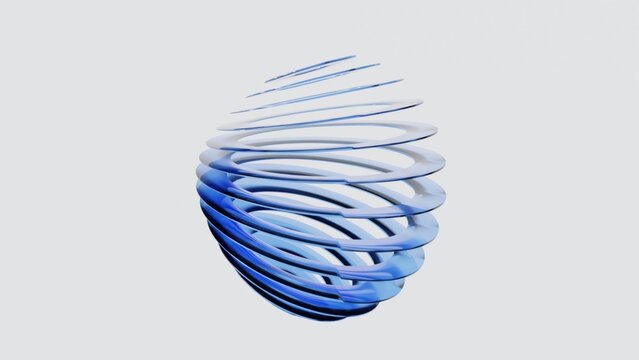 3d rendering of abstract transparent geometry glass with blue color