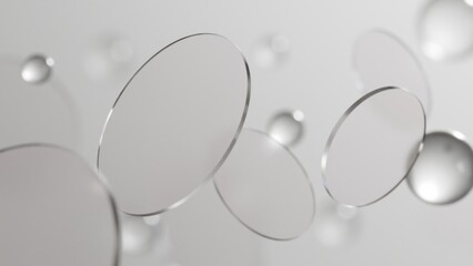 3d rendering of abstract transparent geometry glass with round shape, Computer digital concept