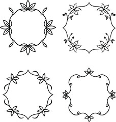A vector drawing represent floral frame design illustration set.