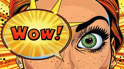 A woman's eye is drawn in the style of pop art.