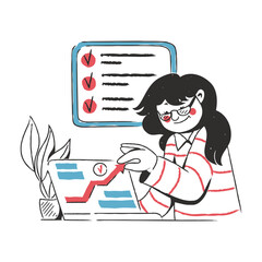 woman raises a sales arrow