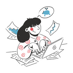 woman working on analytical data