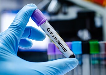 Blood sample tube for cross matching test analysis.