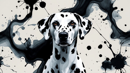 Abstract Dalmatian Fur Pattern Transformed into a Fluid Art Design with Dynamic Curves