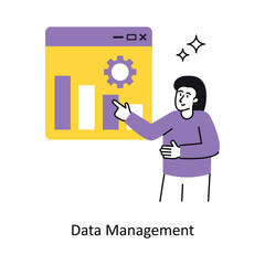 Data Management Concept vector illustration.  isolated on white Background.