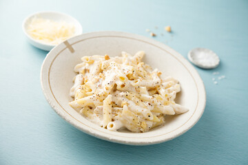 Pasta with cream sauce and walnut