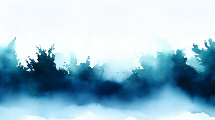 Fototapeta premium Abstract watercolor painting of a serene teal and blue landscape, perfect for backgrounds or design elements. Evokes calmness and tranquility.