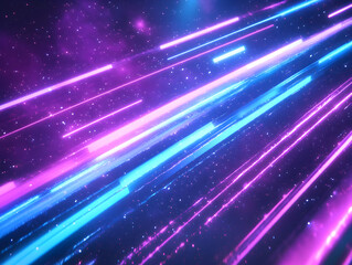 Fototapeta premium Sci-Fi Inspired Glowing Neon Light Grid with Bright Intersecting Beams in a Deep Space Environment