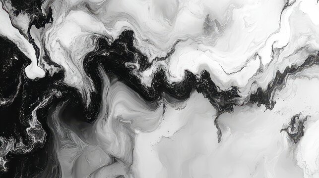 Fototapeta Abstract black and white fluid art swirls