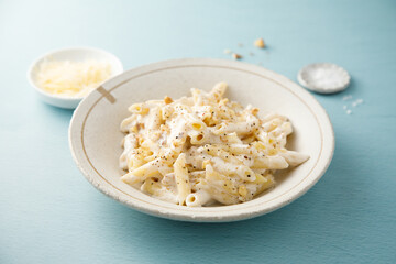 Pasta with cream sauce and walnut