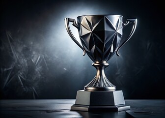 Modern Angular Trophy Cup Night Photography - Dark Gradient Background