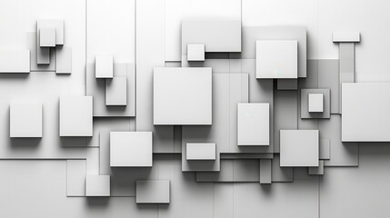 Abstract white cubes, geometric background, 3D design, modern art, website banner