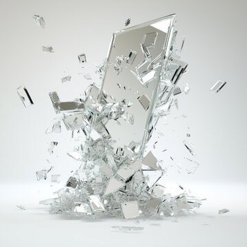 Shattered Reflection: mirror disintegrates into fragments delicate nature of reality and impact of force