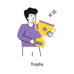 Trophy Concept vector illustration.  isolated on white Background.