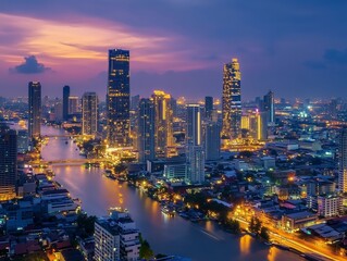 Naklejka premium bangkok city at night