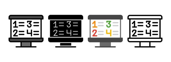 Set of Mu Line, Line Filled, Glyph, Flat Icons
