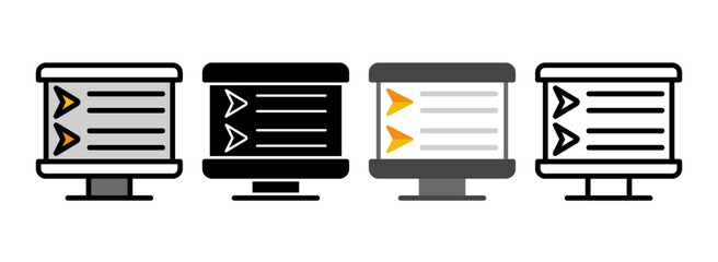 Set of Lambda Line, Line Filled, Glyph, Flat Icons