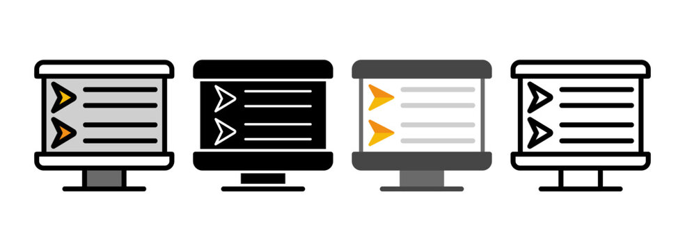 Set of Lambda Line, Line Filled, Glyph, Flat Icons