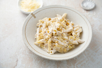 Pasta with cream sauce and walnut