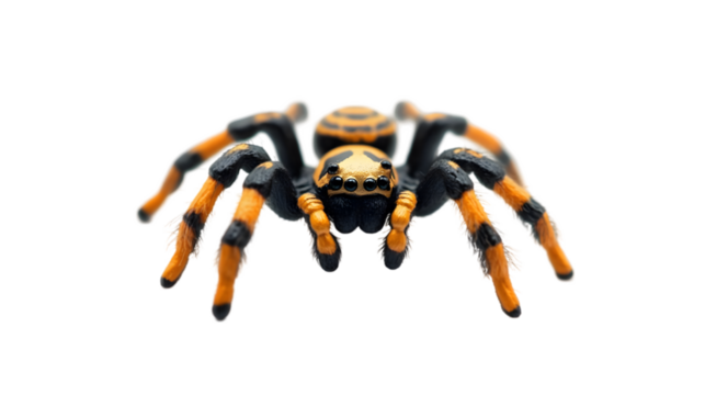 Fake rubber spider toy, comic horror Halloween decoration, transparent background, clipping path  -  