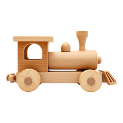 Classic Wooden Toy Train with Carved Chimney