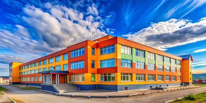 Modern School in Anadyr, Chukotka, Russia: Panoramic View of Siberian Education