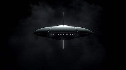 Fototapeta premium Silent Arrival: 3D Render of a Spaceship Emerging from a Dark Nebula AI Generated