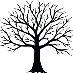 Obraz premium Tree without leaf silhouette illustration