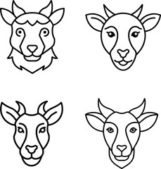 Animals head icon pack line art vector illustration.