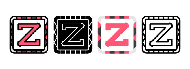 Set of Zeta Line, Line Filled, Glyph, Flat Icons