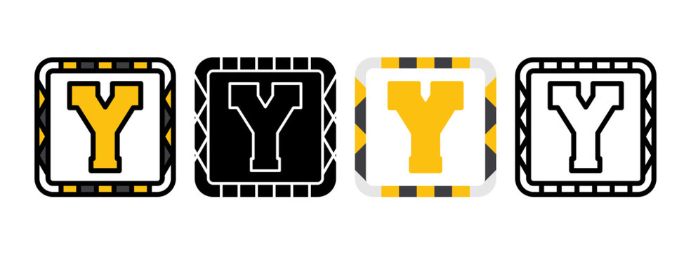 Set of Upsilon Line, Line Filled, Glyph, Flat Icons