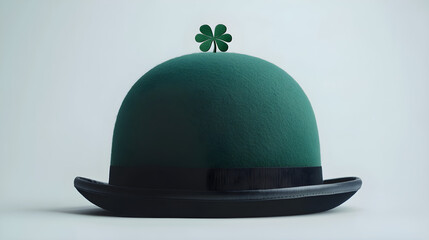 Fototapeta premium Green bowler hat with shamrock pins