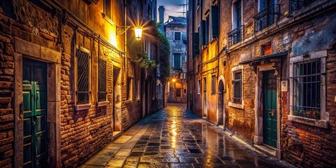 Mysterious Venetian Back Alley at Night - Low Light Photography