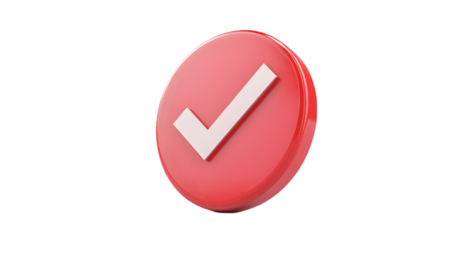 Flat checkmark button, UI icon. transparent Background, clipping path  -  