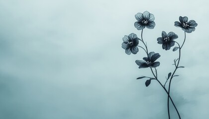 Naklejka premium Delicate Forget-Me-Nots Serene Floral Illustration on Mint Green Watercolor Background