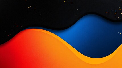 Abstract Digital Art: Flowing Orange, Blue, and Black Waves AI Generated