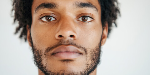 Obraz premium Close-up Portrait of a Young Man with Dark Hair and Beard