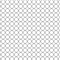 Fototapeta premium Steel wire chain link fence seamless pattern. Metal lattice with rhombus, diamond shape silhouette. Grid fence background.