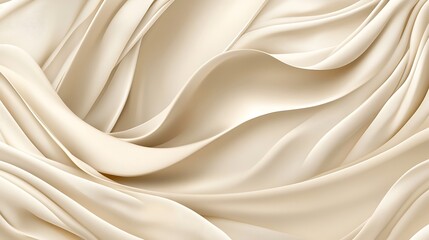Obraz premium Creamy Beige Draped Fabric: A 3D Render of Soft, Flowing Curves AI Generated