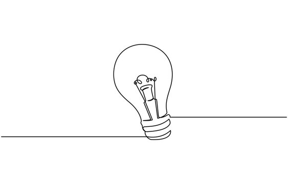recommend clip art: Light bulb isolated on white light bulb one line outline vector, Continuous one line drawing bulb lamp vector illustration minimalism concept of idea.