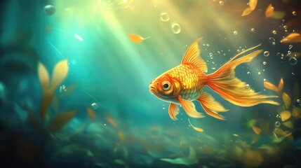 Naklejka premium there are many goldfish swimming in the water with a lot of fish, floating goldfish