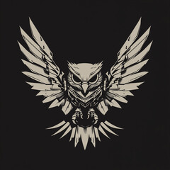 Fototapeta premium Stylized owl spreading wings against a muted background